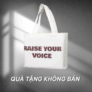  Túi tote vải Canvas HUSSIO RAISE YOUR VOICE, trẻ trung, năng động.