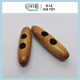 Nút gỗ chặn dây rút 2 lỗ - chặn dây mũ, túi xách,... - tiệm nhà lam