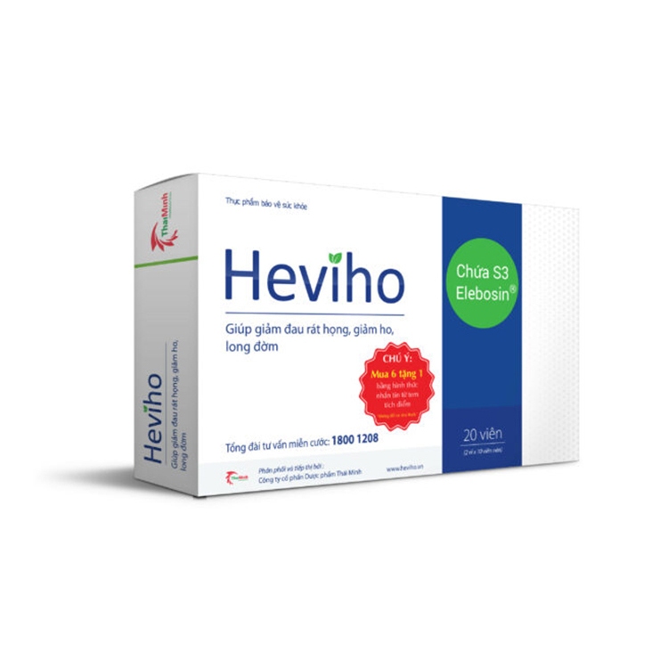 (hộp 20 viên) Heviho hỗ trợ giảm ho, long đờm, đau rát họng do ho