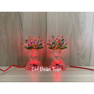 Đèn bàn thờ cúng hoa sen 1 cặp