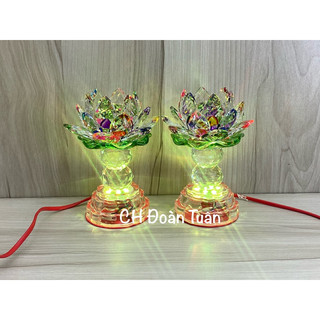 Đèn bàn thờ cúng hoa sen 1 cặp