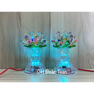 Đèn bàn thờ cúng hoa sen 1 cặp