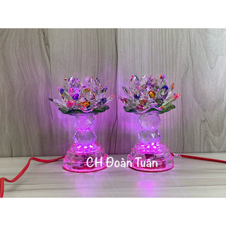Đèn bàn thờ cúng hoa sen 1 cặp