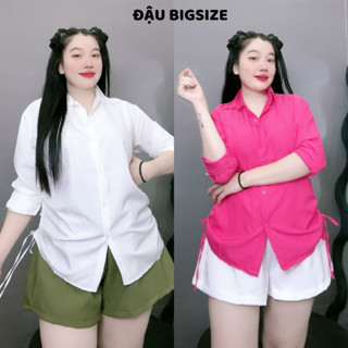 Áo sơ mi nữ tay dài kèm dây rút 2 bên eo điều chỉnh độ dài chất lụa chéo mềm mịn 50-95kg - AT4