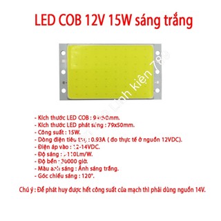 Chip LED COB siêu sáng 12V 15W sáng trắng - Linh Kiện 789