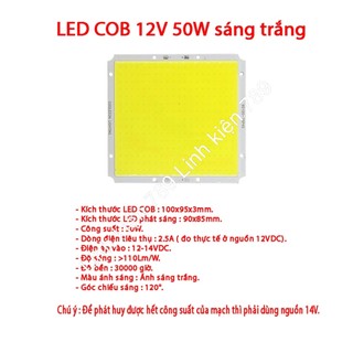 Chip LED COB siêu sáng 12V 50W sáng trắng - Linh Kiện 789