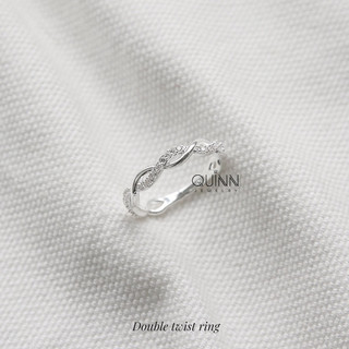Nhẫn Double Twist ring, nhẫn bạc nữ xoắn kép đính đá Quinn Jewelry