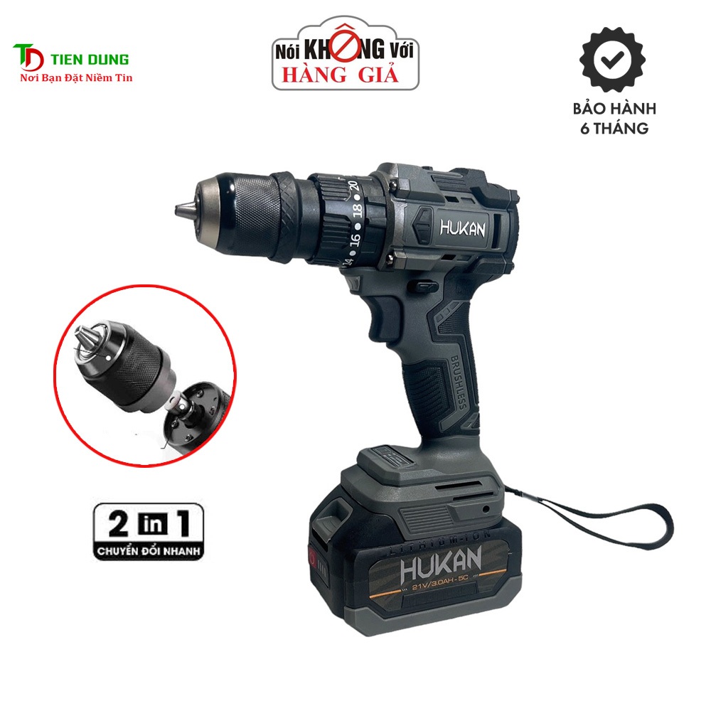 [HUKAN GEN 2] Máy khoan pin và vít (2 trong 1) HUKAN HM21-G2KV1155Q 3 chức năng, Động cơ không chổi 