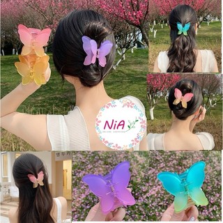 Kẹp tóc càng cua hình bướm 2 cánh, kẹp nửa đầu nhựa nhám phối 2 màu dễ thương dành cho bạn gái PK185