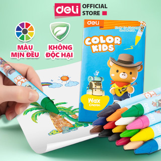 Bút Màu Sáp Nến Colorkids Deli An Toàn Cho Bé - 10/12/24 Màu sáp màu cho học sinh mẫu giáo - Phù hợp tô màu vẽ tranh