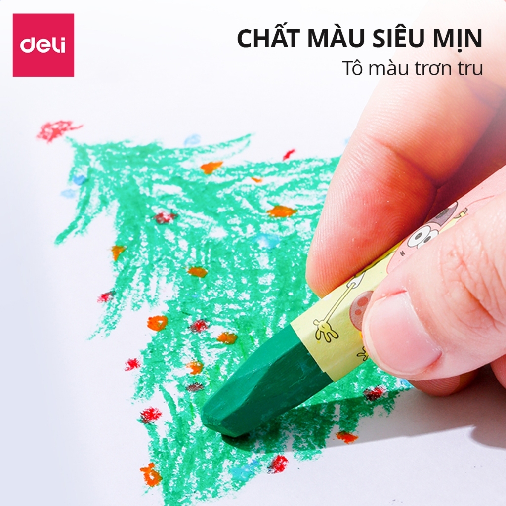 Bút Sáp Màu Dầu Bọt Biển Dễ Thương Deli - 12/18/24 Màu Tươi Sáng An Toàn Siêu Mịn Tô Màu Vẽ Tranh Mỹ Thuật