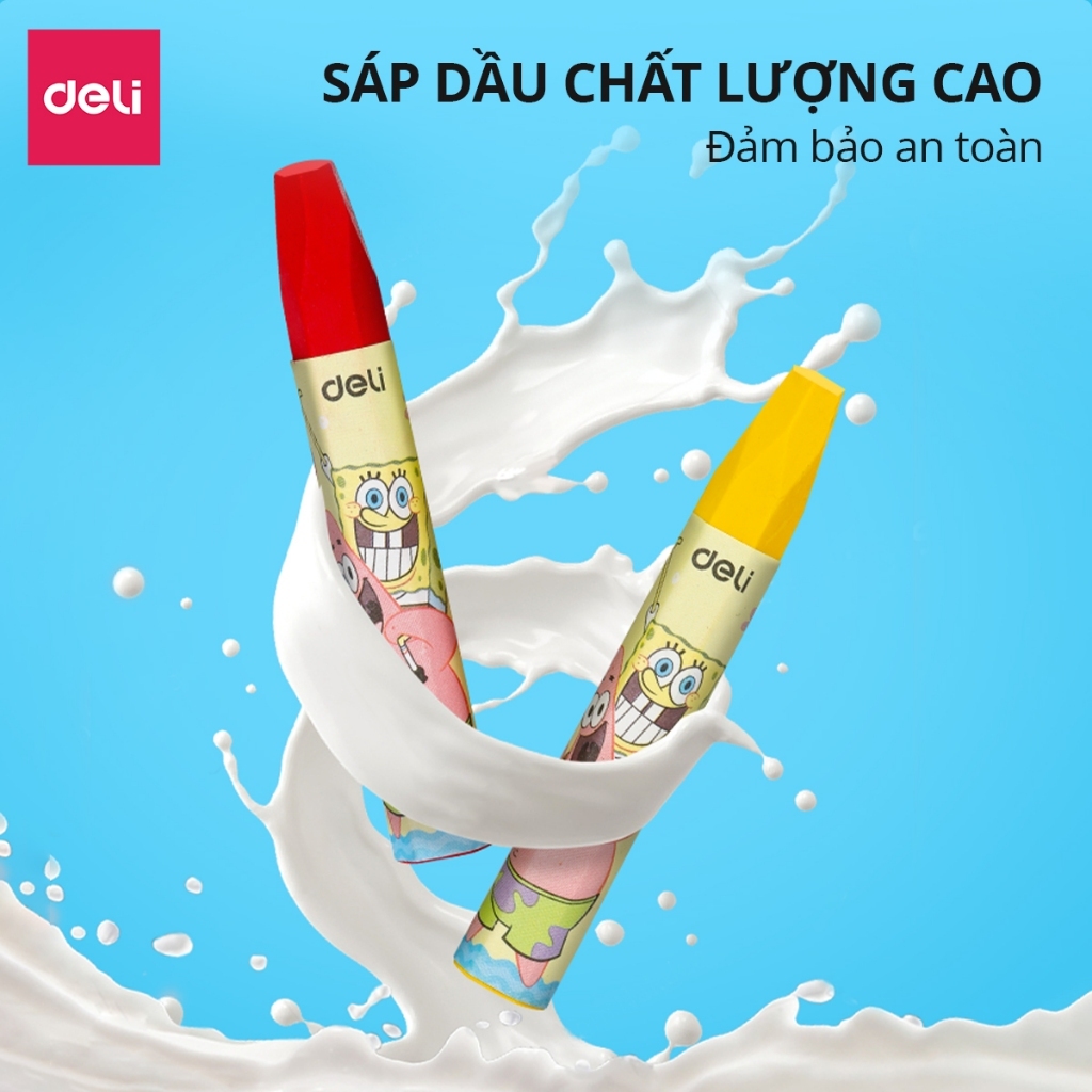 Bút Sáp Màu Dầu Bọt Biển Dễ Thương Deli - 12/18/24 Màu Tươi Sáng An Toàn Siêu Mịn Tô Màu Vẽ Tranh Mỹ Thuật