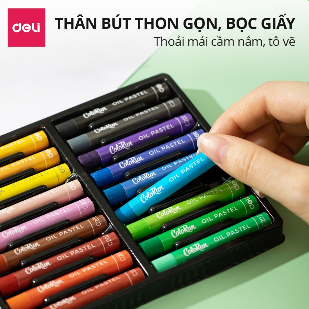 Bút Sáp Màu Dầu Bọt Biển Dễ Thương Deli - 12/18/24 Màu Tươi Sáng An Toàn Siêu Mịn Tô Màu Vẽ Tranh Mỹ Thuật
