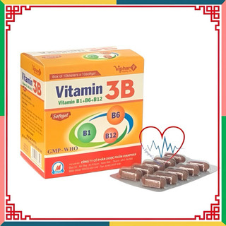 VITAMIN 3B (B1-B6-B12)  Vinaphar - (hộp 100 viên Nang mềm ) - Dự phòng tình trạng thiếu hụt Vitamin nhóm B