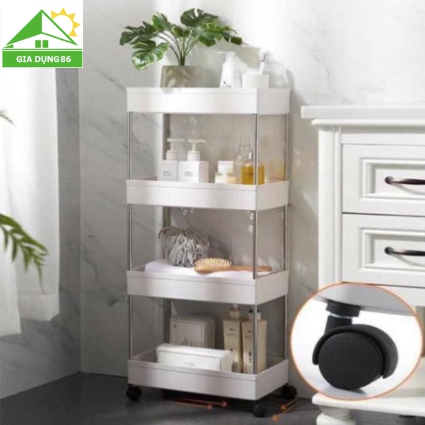 Kệ đựng đồ đa năng 4 tầng, có bánh xe đẩy tiện lợi | BigBuy360 - bigbuy360.vn