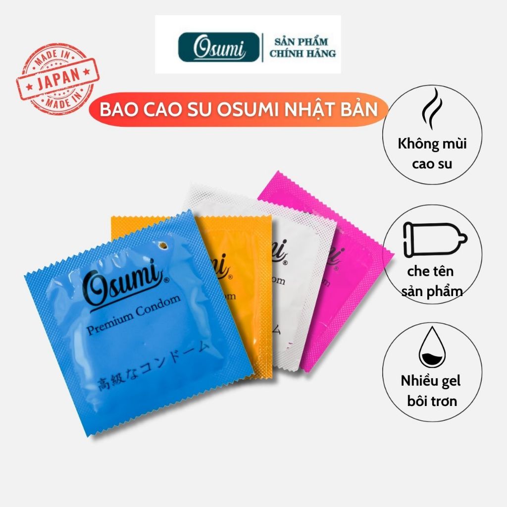 02 chiếc bao cao su Osumi siêu mỏng, gai gân, kéo dài thời gian