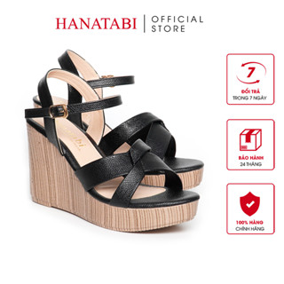  Giày Sandal Nữ Đế Xuồng PU Siêu Nhẹ Cao 9cm Hanatabi Quai Chéo Hậu C  35-39  Mã HNSDX9F988 