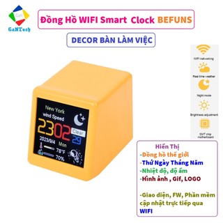 Đồng hồ WiFi để bàn Smart Clock, Đồng hồ điện tử Decor trang trí bàn làm việc | Ngày giờ quốc tế, Đo thời tiết độ ẩm