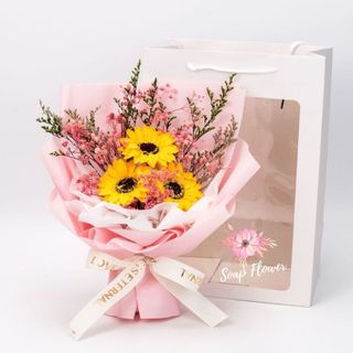 Bó hoa hướng dương sáp 3 bông, Quà tặng sinh nhật cho nữ - Hoa sáp đẹp ý nghĩa - Bó hoa trang trí