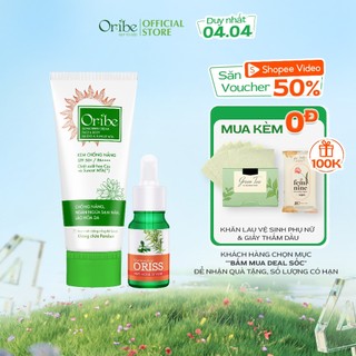 Combo Kem Chống Nắng Nâng Tone Dưỡng Trắng Oribe Và Serum Phục Hồi Da Thu Nhỏ Lỗ Chân Lông - 2 sản phẩm