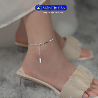 Lắc chân bạc 925 thiết kế trơn dẹt kiểu dáng Basic thời trang dễ phối đồ Phong cách Hàn Quốc L400884