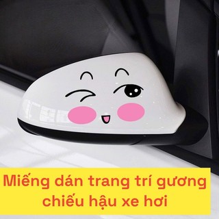 Decal sticker dán gương xe ô tô xe máy - trang trí ngoại thất xe ô tô, decal dán ô tô hình vui nhộn