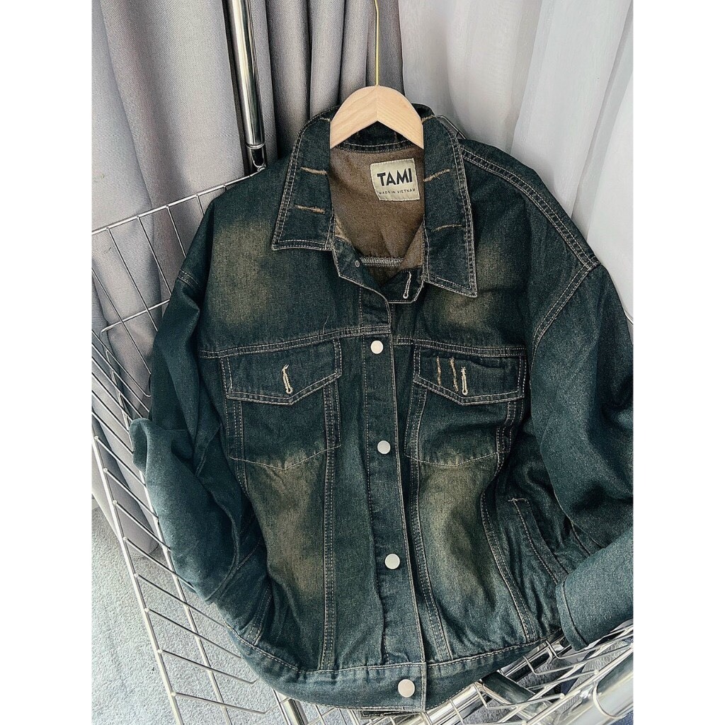Áo khoác ngoài, áo khoác bò denim nam nữ from rộng cổ bẻ unisex thời trang nam nữ | BigBuy360 - bigbuy360.vn