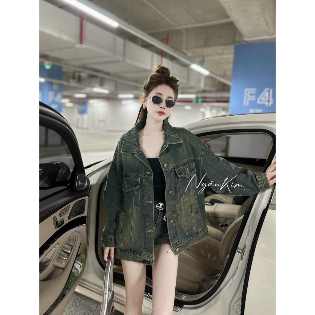 Áo khoác ngoài, áo khoác bò denim nam nữ from rộng cổ bẻ unisex thời trang nam nữ | BigBuy360 - bigbuy360.vn