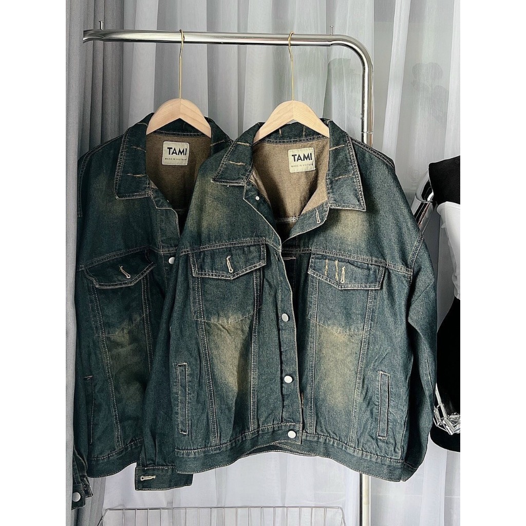 Áo khoác ngoài, áo khoác bò denim nam nữ from rộng cổ bẻ unisex thời trang nam nữ | BigBuy360 - bigbuy360.vn