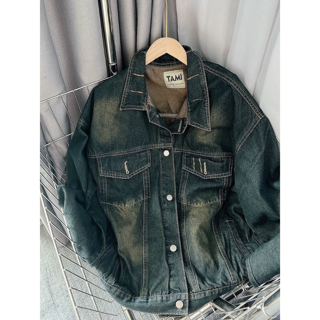 Áo khoác ngoài, áo khoác bò denim nam nữ from rộng cổ bẻ unisex thời trang nam nữ | BigBuy360 - bigbuy360.vn