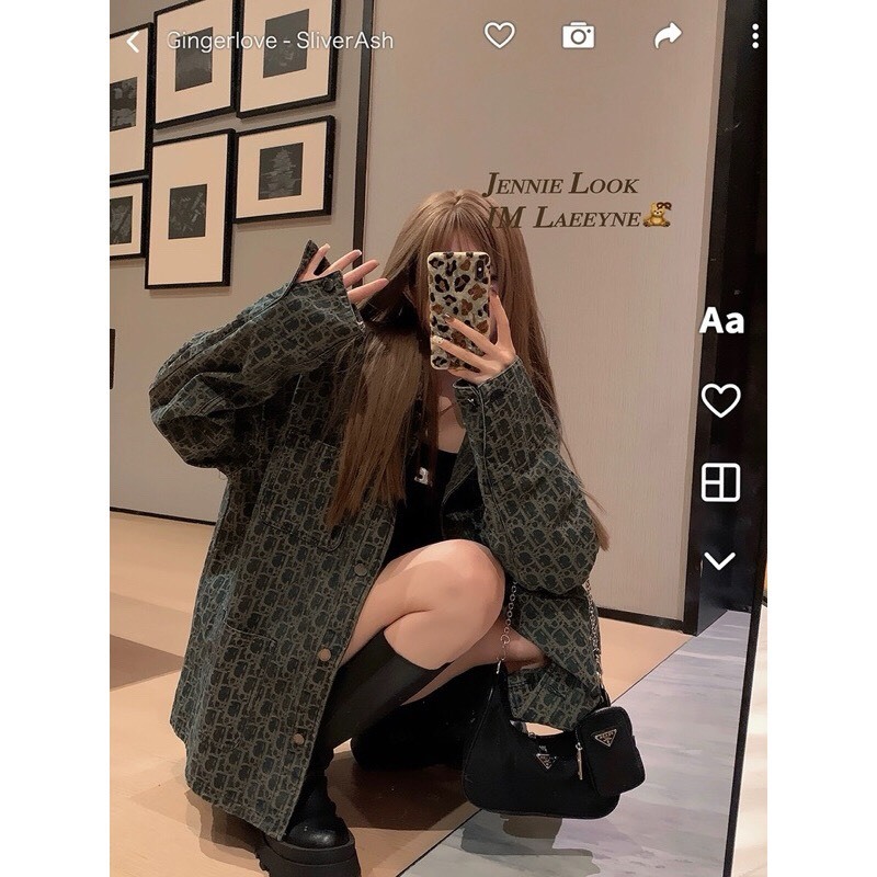 Áo khoác ngoài, áo khoác bò denim phối họa tiết dior from rộng hàn quốc | BigBuy360 - bigbuy360.vn