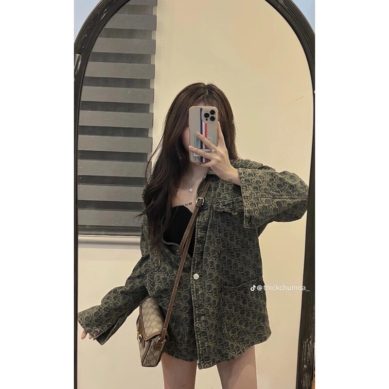 Áo khoác ngoài, áo khoác bò denim phối họa tiết dior from rộng hàn quốc | BigBuy360 - bigbuy360.vn