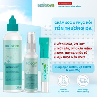[COMBO] Dung dịch DIZIGONE 300ml & Xịt DIZIGONE Spray 100ml & Kem DIZIGONE Nano Bạc 25g: Chăm sóc & phục hồi tổn thương
