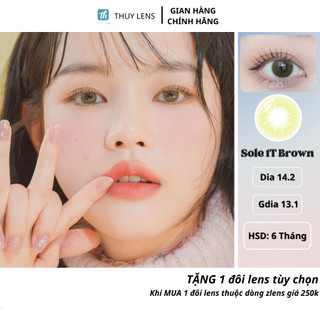 Kính áp tròng THUY LENS cho mắt cận màu nâu vàng độ cận từ 0 - 8 Zlens Sole 1T Brown