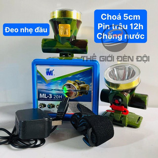 Đèn pin đội đầu đi mưa chống nước, đèn pin đội đầu chiếu sáng liên tục 12h, ánh sáng mạnh