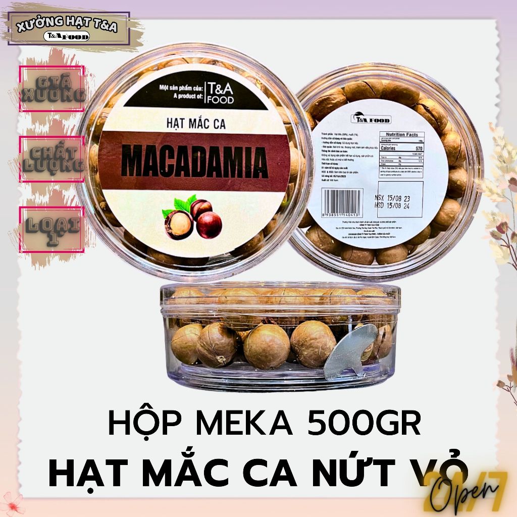 (HÔP MECA) 500Gr Hạt Mắcca Daklak nứt vỏ có khóa tách hat macca tách vỏ