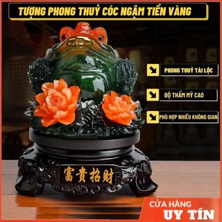Cóc ngậm tiền vàng, Thiềm Thừ Phong Thuỷ Tượng Trang Trí Decor Kệ Tủ Tượng Phong Thuỷ Dùng Làm Quà Tân Gia, Khai Trương