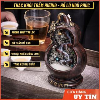 Thác khói trầm hương Mẫu Hồ Lô Ngũ Phúc, Tháp khói trầm hương đẹp tặng kèm nụ trầm