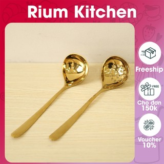 Vá inox vàng 304 chuyên múc canh thiết kế sang trọng cao cấp VMCV01R