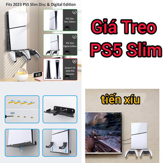 Giá treo máy PS5 Slim bằng kim loại kèm cả treo 2 tay cầm,đế treo máy PS5 Slim lên tường stand wall bracket suspension