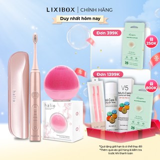 Combo Bàn chải điện Halio Toothbrush Rose Gold & Máy Rửa Mặt Da Nhạy Cảm Pink