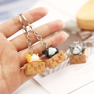 Móc khóa mèo con trong hộp 3x2.5cm. Móc khóa mèo con bỏ trong hộp keychain chìa khóa box cat