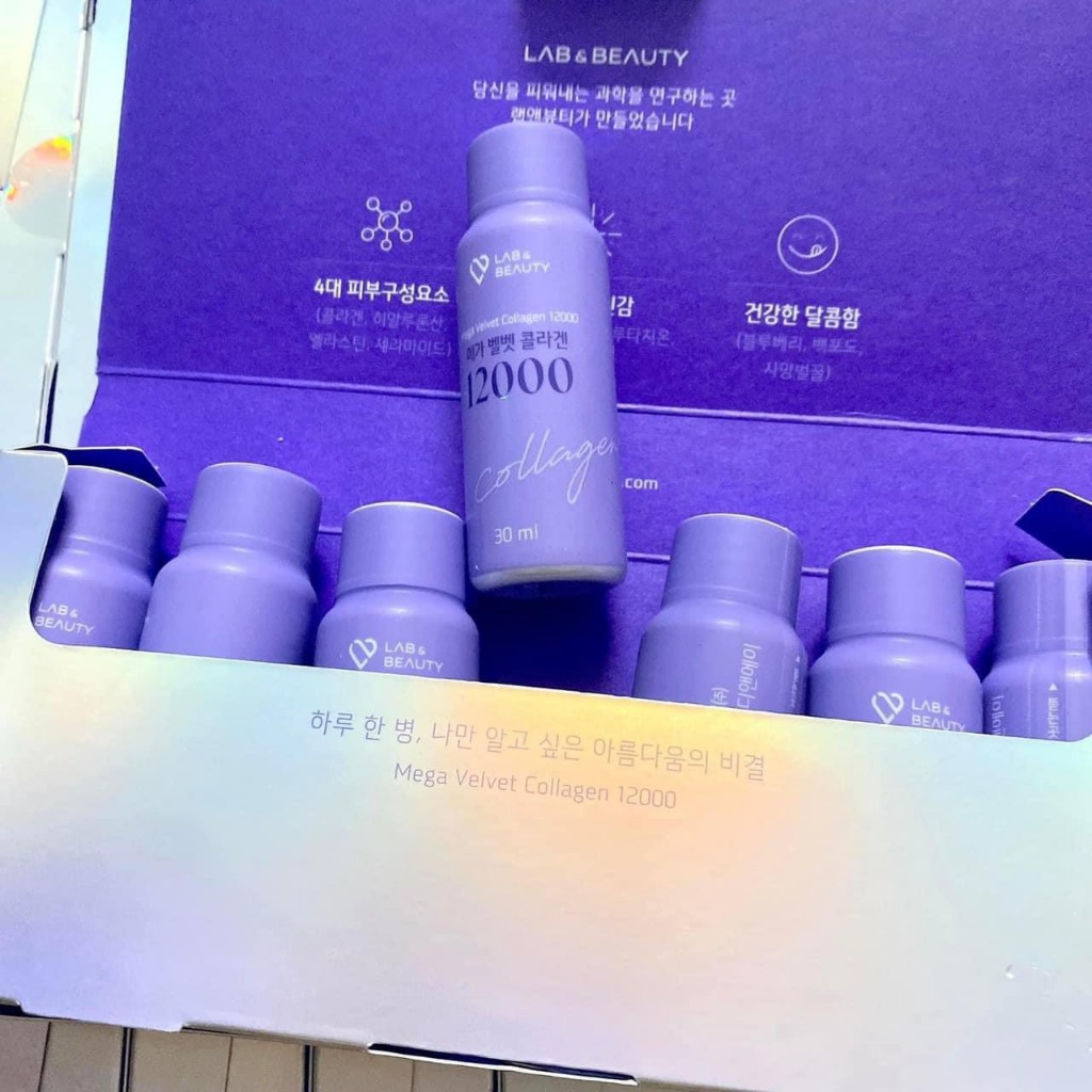 LAB & BEAUTY Mega Velvet Collagen 12000mg - Collagen dạng nước hàm lượng cao dễ hấp thụ