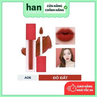 Son lì Black rouge màu A06 và đủ bảng màu, Son kem lì Blackrouge màu 06 đỏ gạch - hancosmetic.shop