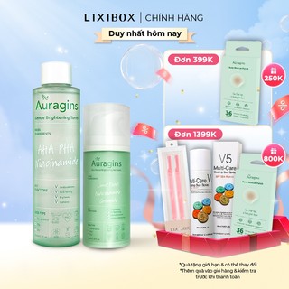 Combo Gel Dưỡng Ẩm Ngừa Mụn, Giảm Thâm The Auragins & Nước Cân Bằng AHA PHA