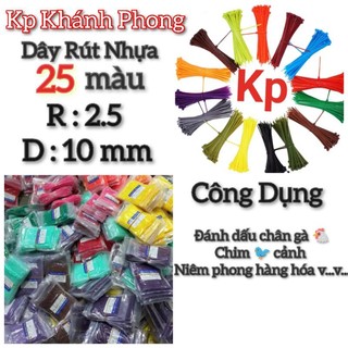 100 sợi 1 bịch 1 màu 10cm dây rút màu . dây thít nhựa 10cm bảng lớn 2.5li