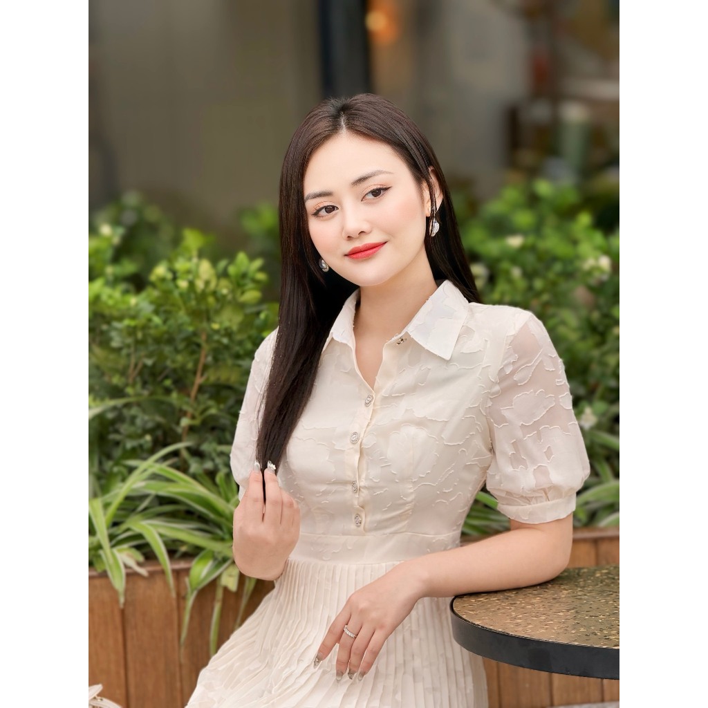 Váy nữ liền thân kèm chân váy xếp ly cao cấp công sở cao cấp Emvy Fashion K101