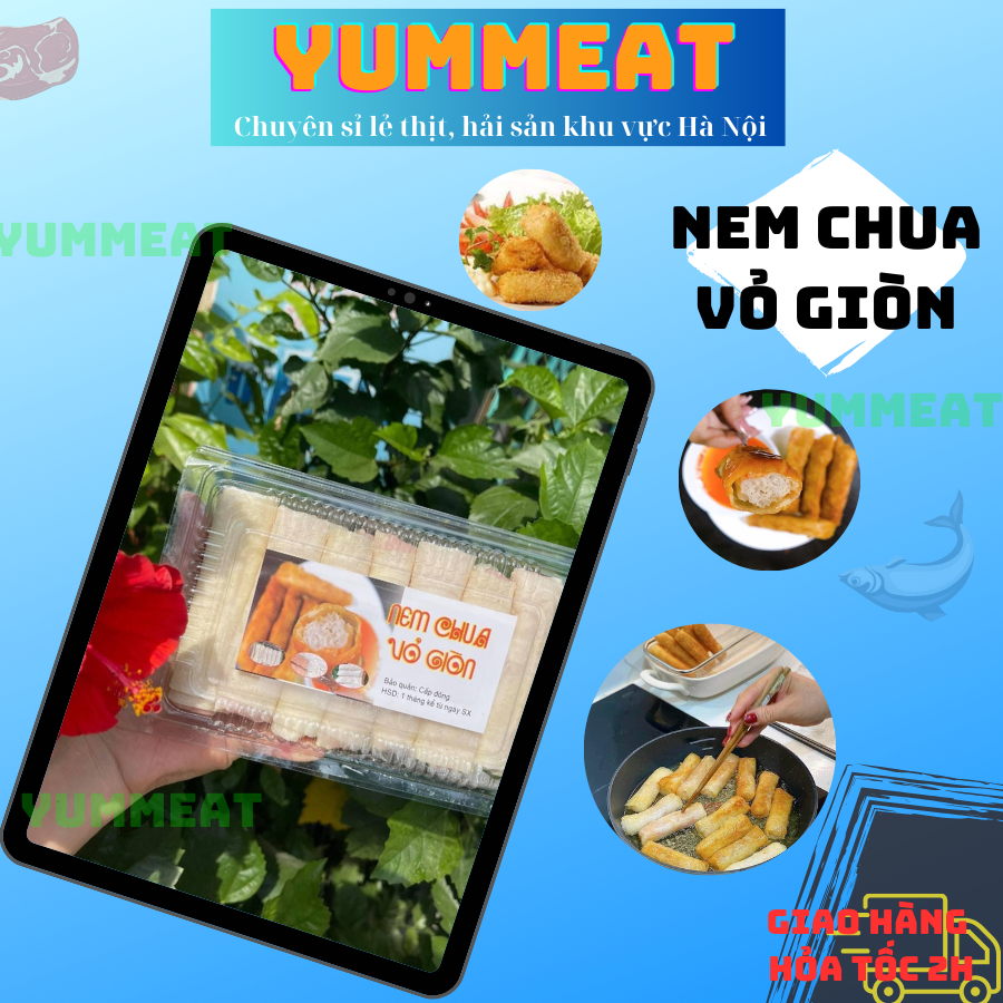 Nem chua vỏ giòn ( hộp 20c) Trần Công Châu, ăn vặt phố cổ Hà Nội siêu ngon, siêu hấp dẫn
