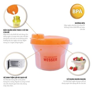 Hộp chia sữa tròn 3 ngăn Wesser