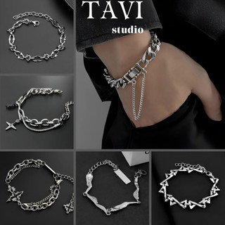Vòng Đeo Tay Nam Nữ Titan Không Gỉ Tavi Studio Lắc Tay Dây Xích Mạ Bạc Phong Cách Hip Hop Thời Trang Unisex Nhiều Mẫu Mã